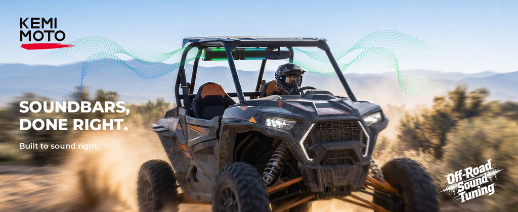 Kemimoto Midnight 80 Gen2 Metal Soundbar For Can am Polaris 680W Max Power, IP66 Waterproof & Quad Passive Rad — manufacturer image 1
