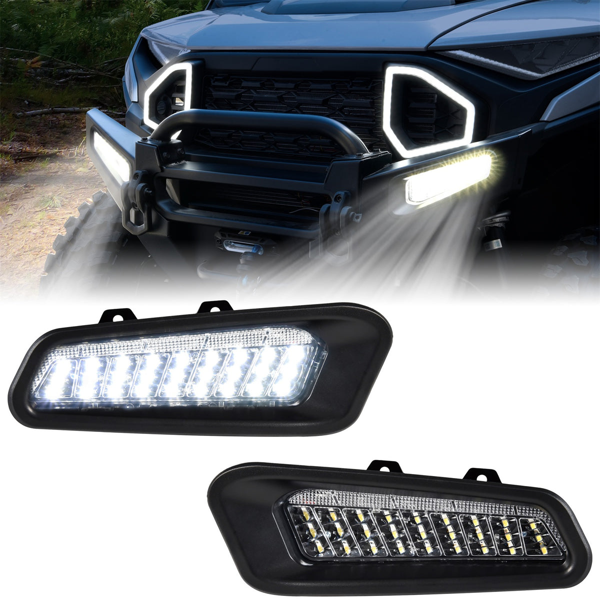 KEMIMOTO Front Brushguard Auxiliary Lights for Polaris Ranger XD 1500 2024-2025