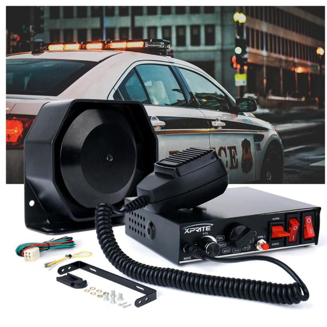 Xprite 100W 7 Tone PA System Emergency Vehicle Siren Speaker PA System with Handheld Microphone
