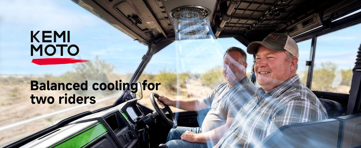 UTV Roof Fan with lights for Polaris Defender UForce 57-41 Inch Roof Width (New) — manufacturer image 1
