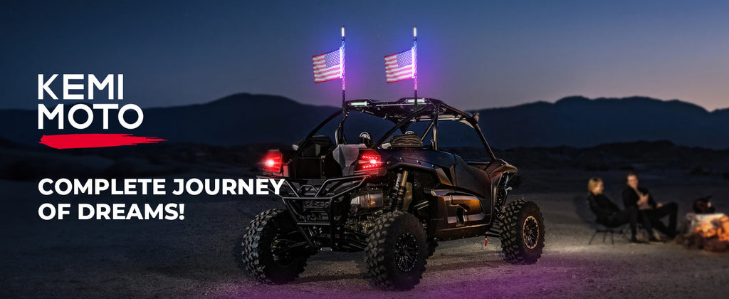 3FT LED Whip Lights 2PCS with Strobe & SOS Modes, Bluetooth App Control for Polaris RZR & Can-Am X3 — manufacturer image 1