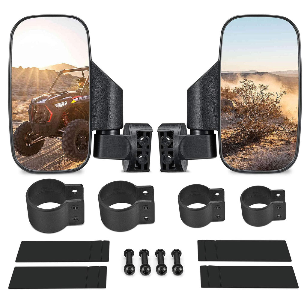 UTV Adjustable Rear View Mirror & Side Mirrors Fit 1.75"-2" Round Tube