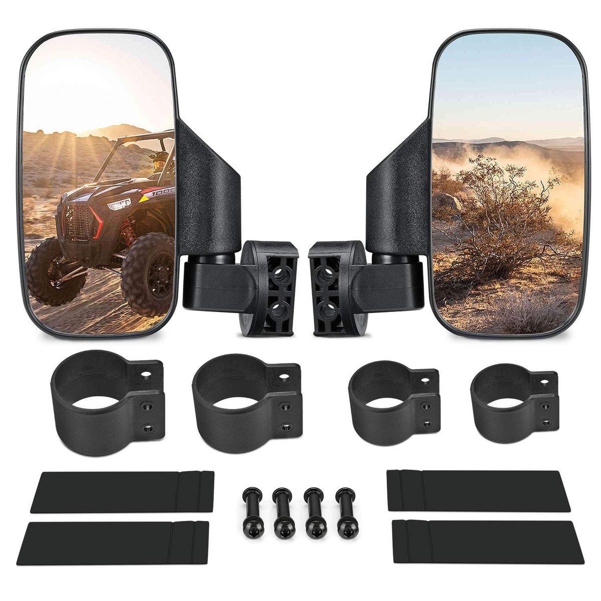 UTV Adjustable Rear View Mirror & Side Mirrors Fit 1.75"-2" Round Tube