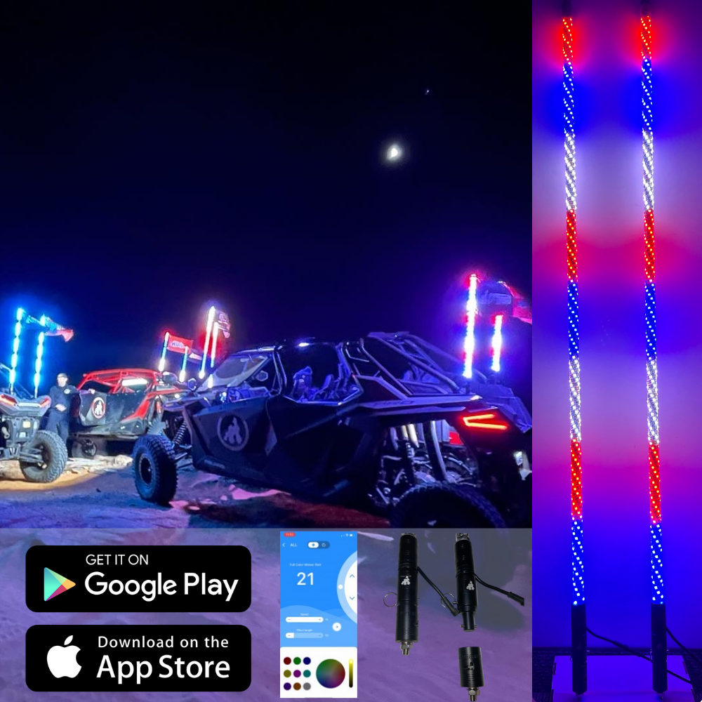 2' LED Whip Elite HD Pair Magnetic Mount