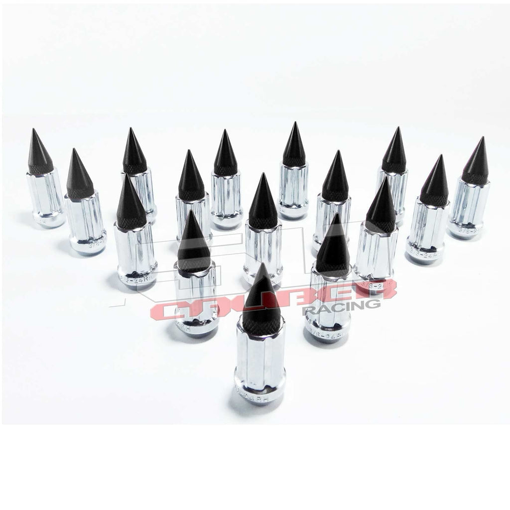 12 x 1.5 mm Chrome Spiked Lug Nuts Anodized - 16 Pack