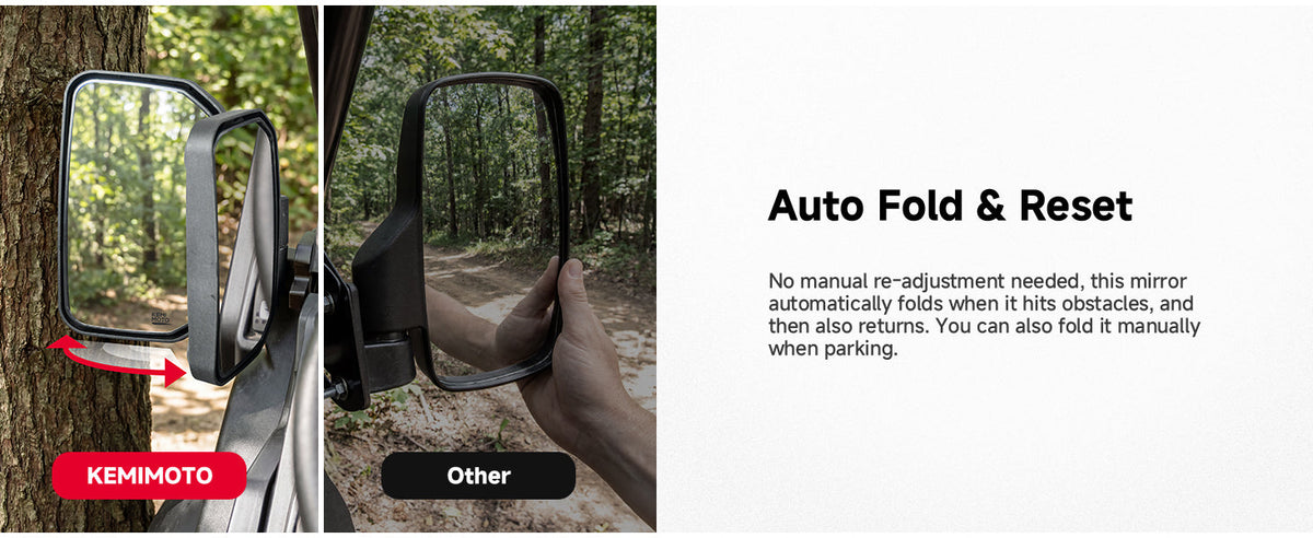 Auto-Reset UTV Side Mirrors Compatible with Can-Am Defender 2016+ — manufacturer image 2