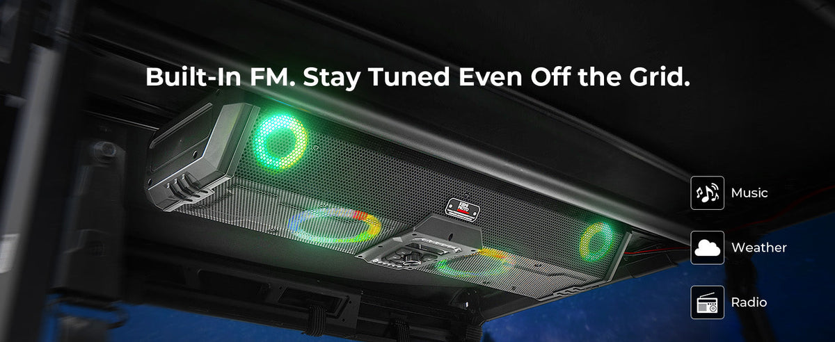 Midnight 90 Roof 34.25" Soundbar For Can-am Polaris UTV Bluetooth Speaker with Dual Subwoofers, IP66 Waterproo — manufacturer image 9