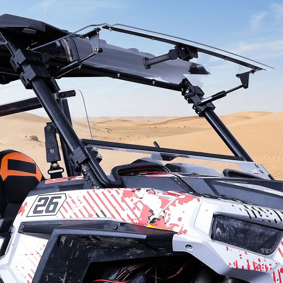 3-in-1 Front Flip Windshield, Scratch-Resistant Clear Polycarbonate for Polaris RZR XP 1000/Turbo 2019-2023