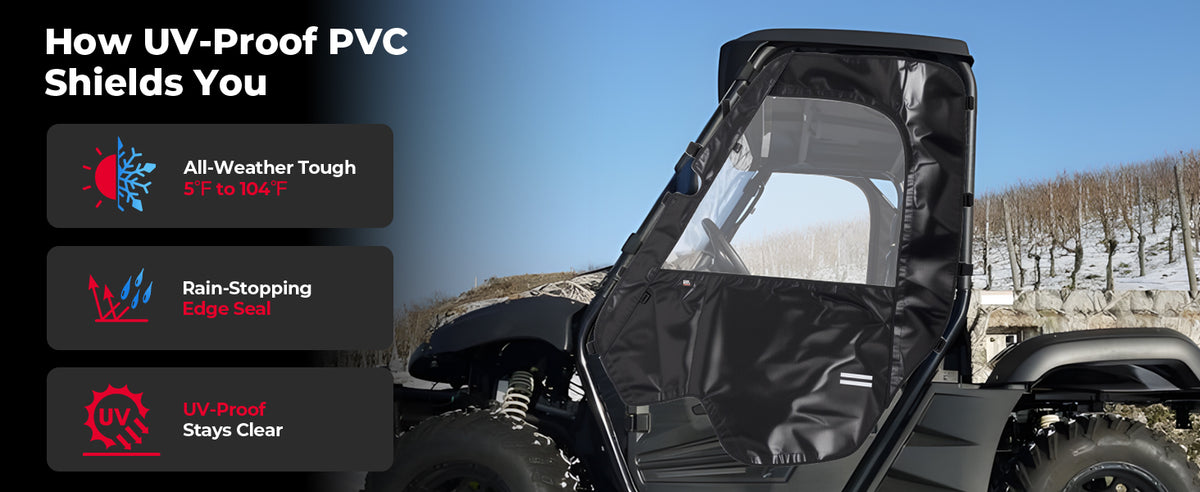 KEMIMOTO Cab Enclosure Waterproof 1680D Soft Side Doors for Hisun, Axis, Coleman, Massimo MSU 500 — manufacturer image 3