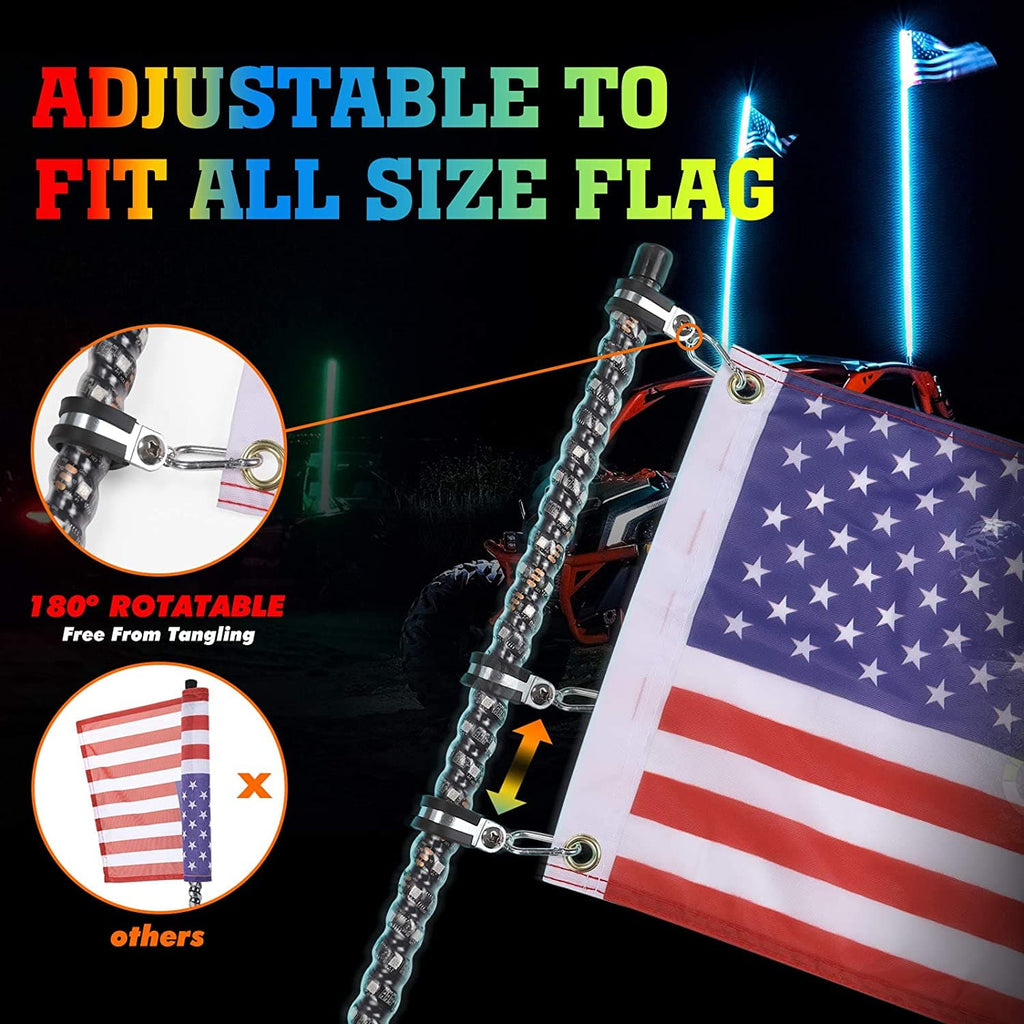 1FT/2FT 2PCS Spiral Whip Light Bluetooth Control