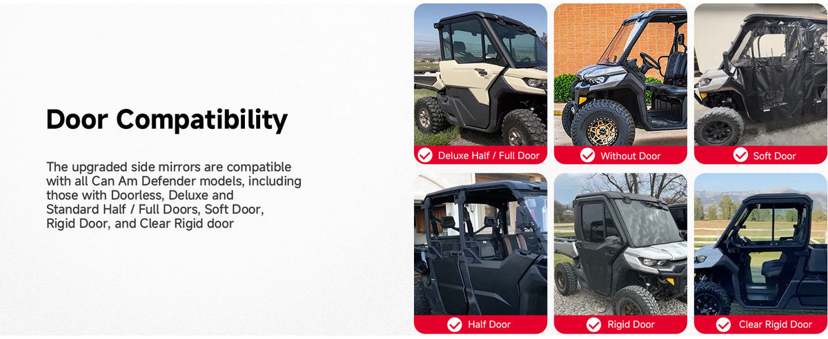 Auto-Reset UTV Side Mirrors Compatible with Can-Am Defender 2016+ — manufacturer image 3
