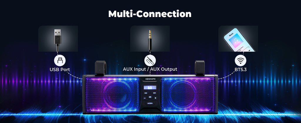 2.1CH 17" SoundBar Bluetooth For Polaris Can am UTV/ATV Universal with RGB Lights 1''-2'' Roll Bar — manufacturer image 3