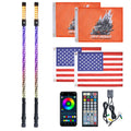 3FT LED Whip Lights 2PCS with Strobe & SOS Modes, Bluetooth App Control for Polaris RZR & Can-Am X3