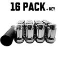 16 Pack M12x1.5 Tapered Spline Chrome ATV UTV Lug Nuts with Key