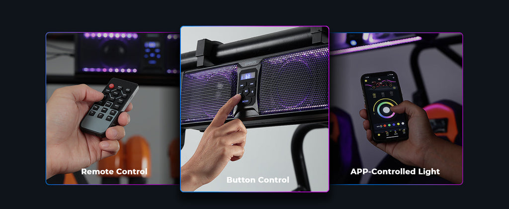 2.1CH 17" SoundBar Bluetooth For Polaris Can am UTV/ATV Universal with RGB Lights 1''-2'' Roll Bar — manufacturer image 4
