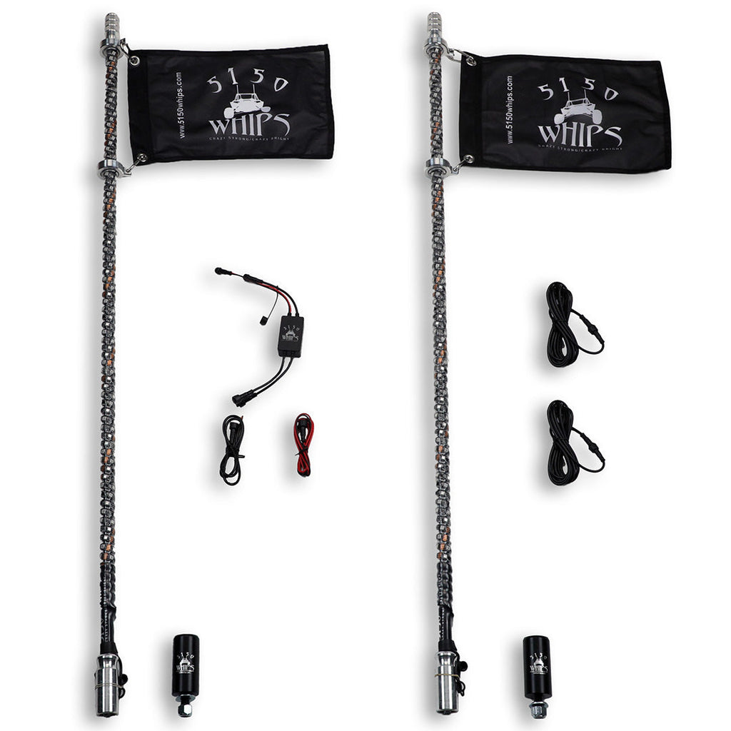 5150 Whips 4-foot mixed 187 Platinum and Hyper Color LED whip pair WH-1874PH-PL