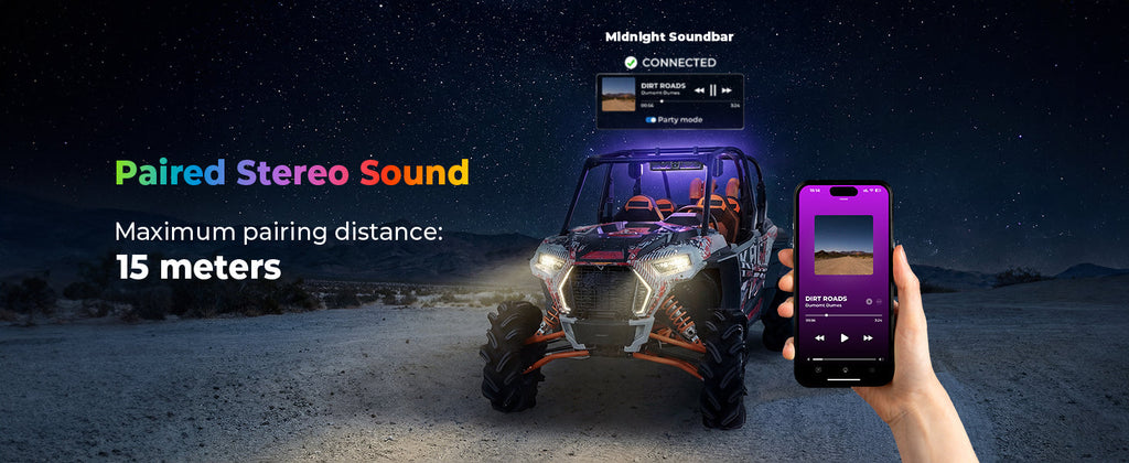 2.1CH 17" SoundBar Bluetooth For Polaris Can am UTV/ATV Universal with RGB Lights 1''-2'' Roll Bar — manufacturer image 5