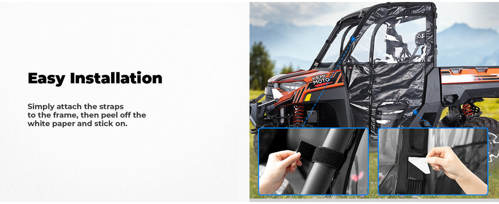 KEMIMOTO UTV Cab Enclosure Upper Doors for Ranger XP 1000 (2017-2025) — manufacturer image 3
