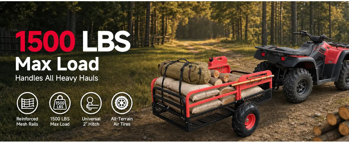 ATV/UTV 12 Cu. Ft. 1500 lbs Universal Pull Behind Dump Cart Trailer — manufacturer image 3