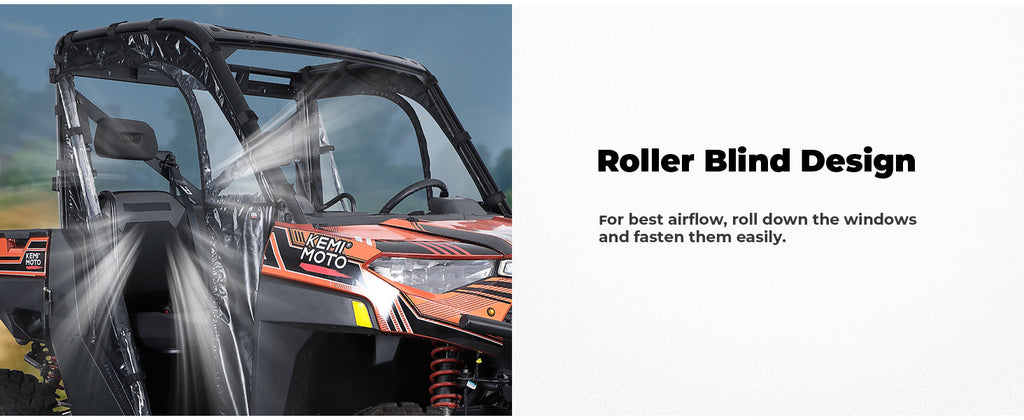 KEMIMOTO UTV Cab Enclosure Upper Doors for Ranger XP 1000 (2017-2025) — manufacturer image 4