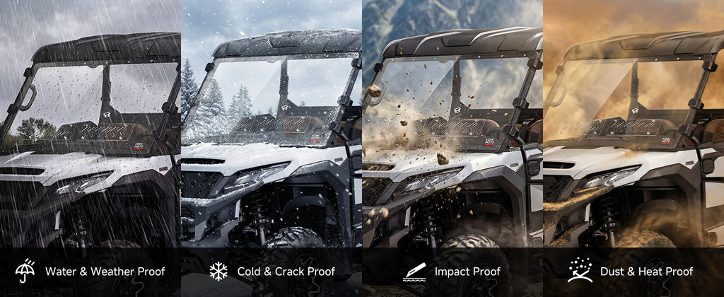UTV Scratch-Resistant Polycarbonate Front Windshield For Kawasaki Ridge — manufacturer image 2