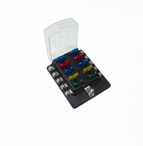 10-way ring-terminal fuse block with LED indicators