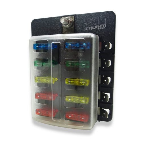 10-way blade fuse box with LED circuit indicators