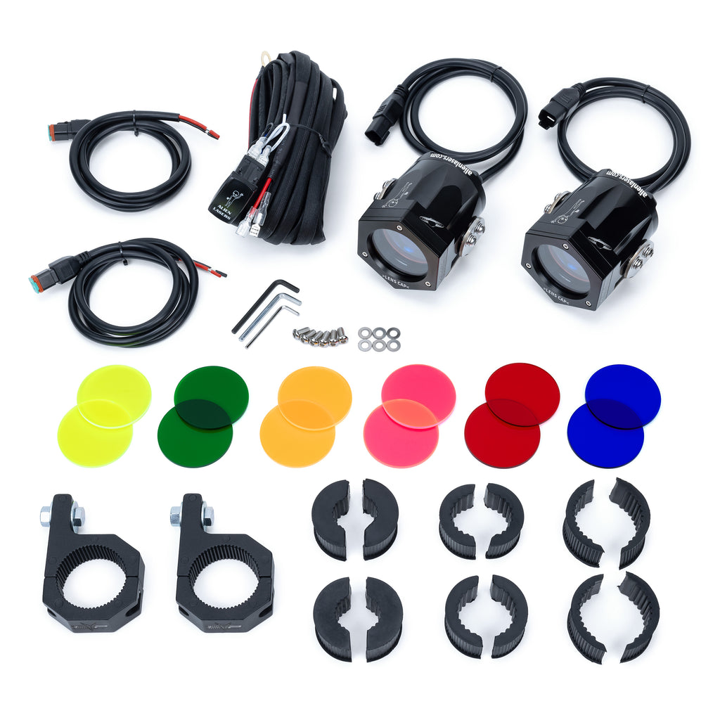 Tractor Beam 3.1 laser pods kit with wiring, clamps and colored lens caps