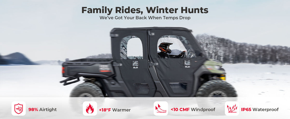 KEMIMOTO UTV Framed Doors for Can-Am Defender Max HD 7/8/9/10 – Full Enclosure Kit, 2022–2026 — manufacturer image 1