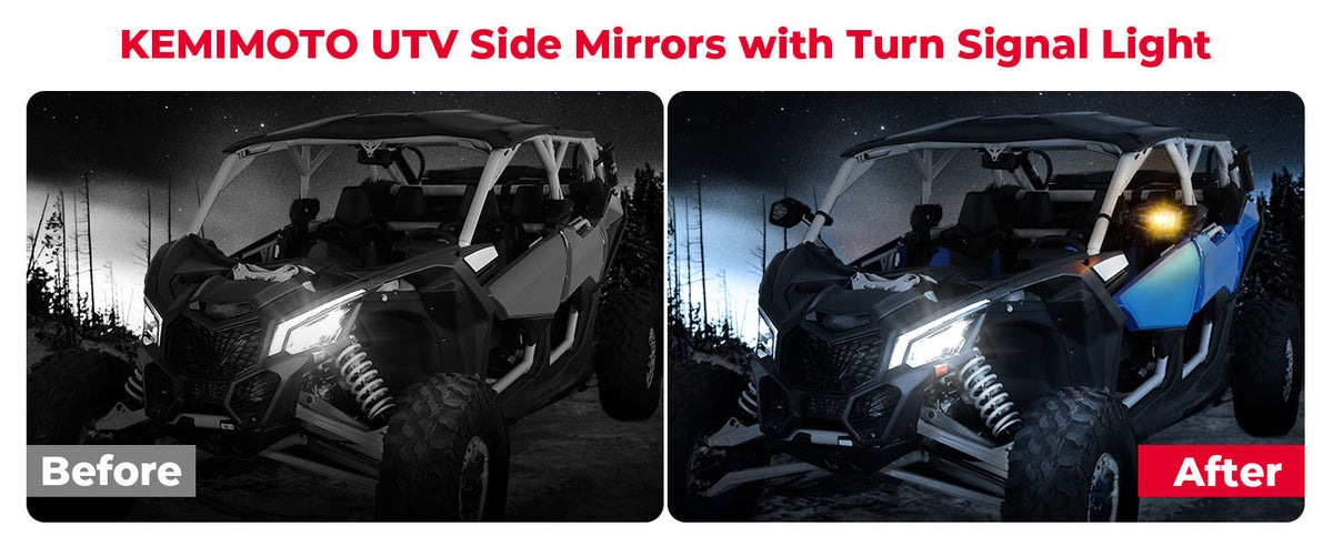 UTV LED Lighted Side Mirrors with Flowing Turn Signal for Polaris RZR Talon 1000 Can Am X3 — manufacturer image 4