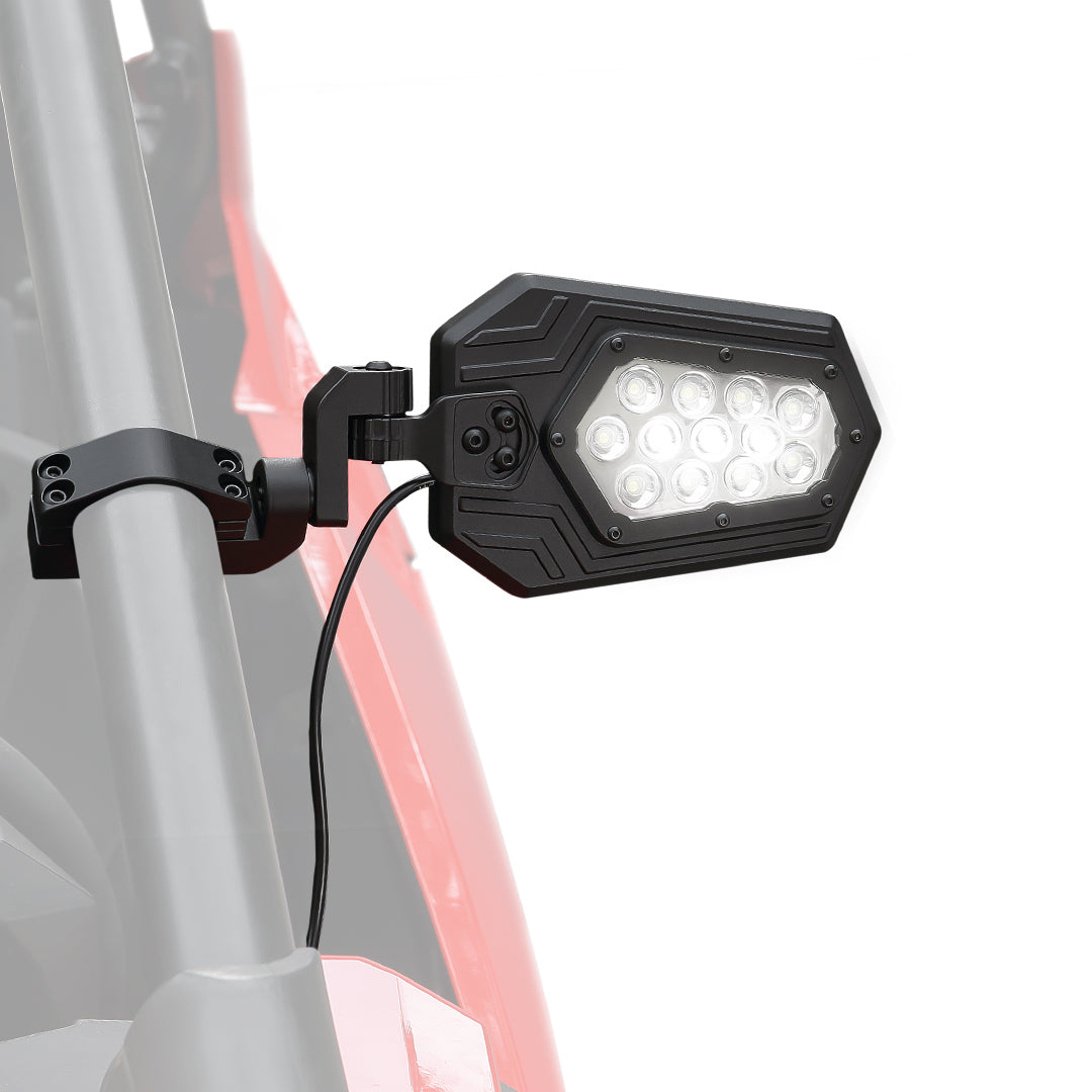 KEMIMOTO Lighted Aluminum UTV Side Mirrors for 1.75-2 Inch Roll Bars