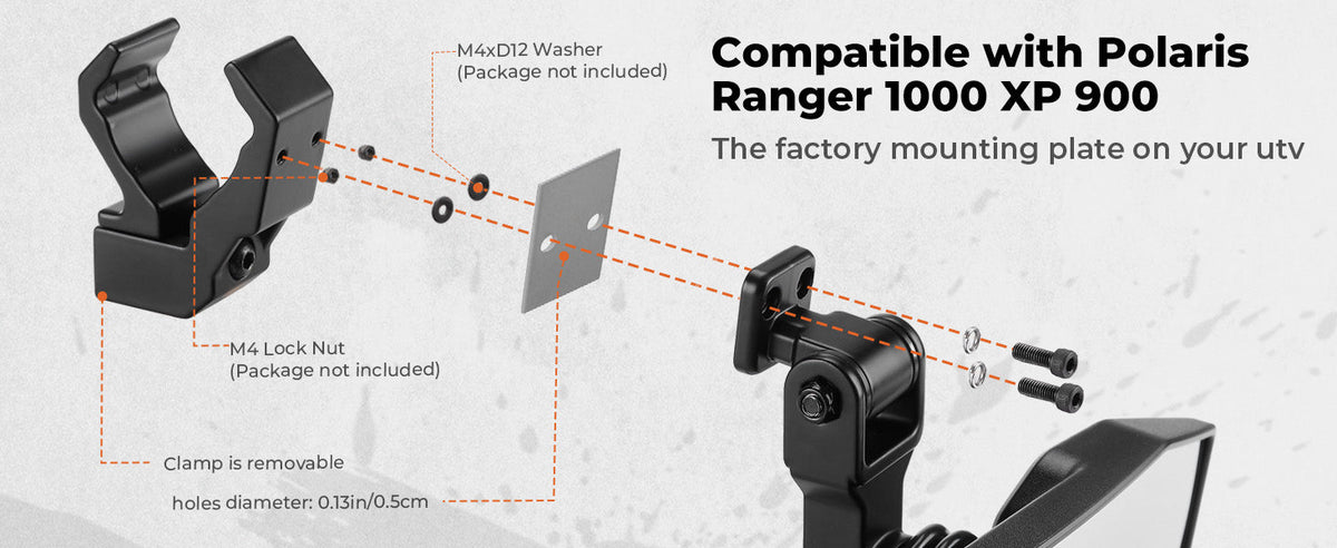 KEMIMOTO UTV Rear View Mirror for Polaris RZR, Pioneer, Can AM, CFMOTO — manufacturer image 4