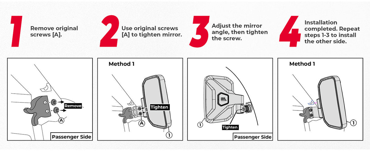 UTV Side View Mirrors for Polaris Ranger 570/500/900 XP (2014-2025) — manufacturer image 4