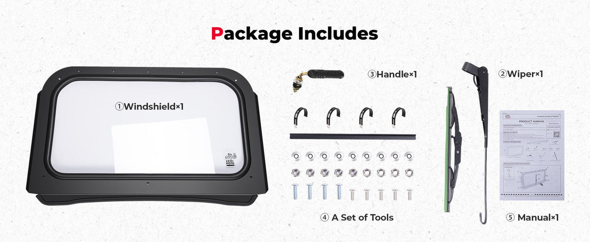 Full Front Windshield with Manual Wiper for Polaris RZR 570/800/XP 900 (2008-2014) — manufacturer image 8