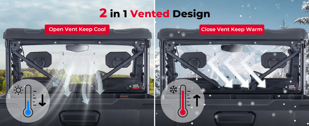2-in-1 Vented Rear Windshield for CFMOTO UFORCE U10 Pro|XL — manufacturer image 2