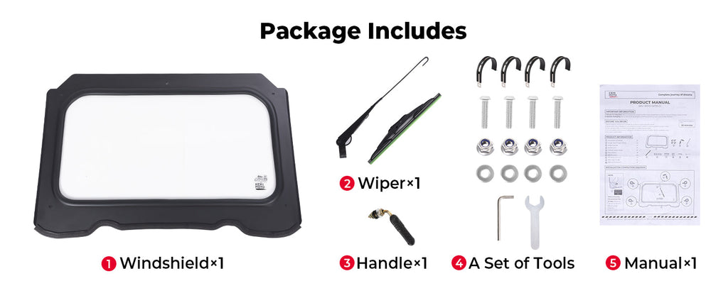Glass Windshield with Manual Wiper for 2014-2018 Polaris RZR XP 1000 — manufacturer image 5