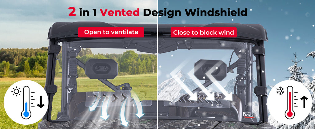 2-in-1 Vented Front Windshield for CFMOTO UFORCE U10 Pro|XL — manufacturer image 3