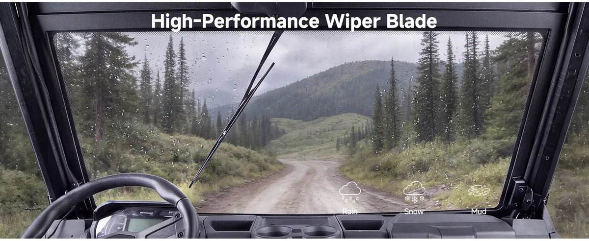 UTV 9/32" Glass Windshield with Trigger-Activated Electric Wiper for Polaris Ranger 1000 / XP 1000 / XP 900 &  — manufacturer image 3