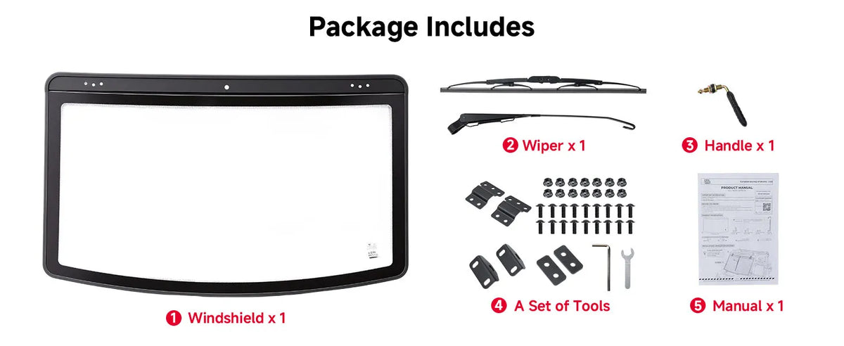 UTV 7MM Laminated Glass Windshield with Manual Wipers for Polaris Ranger 1000 / XP 1000 / 900 / XP 900 & Crew  — manufacturer image 4