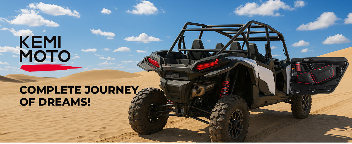 KEMIMOTO UTV Front Side Door Bags for Polaris RZR, Red — manufacturer image 1