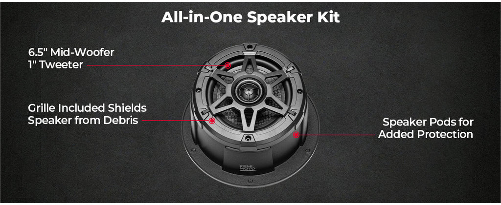 6.5" Speaker Pods with Enclosures (IPX5 Water-Resistant) Universal Fit for UTVs RVs Boats — manufacturer image 2