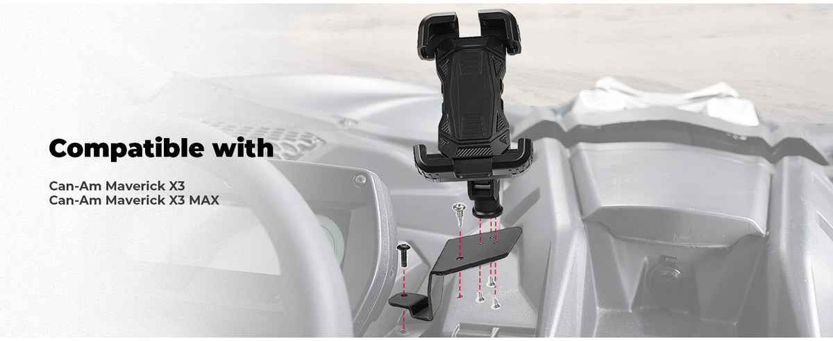 X3 Phone Mount Aluminum Anti-Vibration 360° Adjustable Holder for Can-Am Maverick X3 & Max — manufacturer image 4