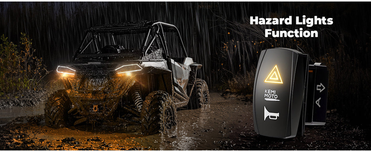 KEMIMOTO UTV Turn Signal Kit with 110 dB Horn & Lighted License Plate Holder — manufacturer image 2
