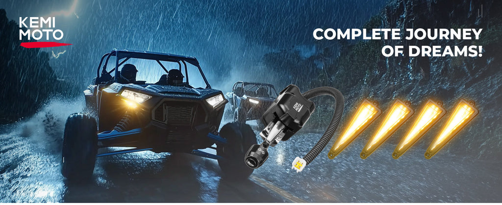 UTV Universal 3-in-1 Triangle Turn Signal Kit with Column Switch & 110dB Horn — manufacturer image 1