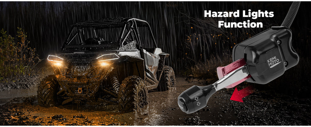 UTV Universal 3-in-1 Triangle Turn Signal Kit with Column Switch & 110dB Horn — manufacturer image 2