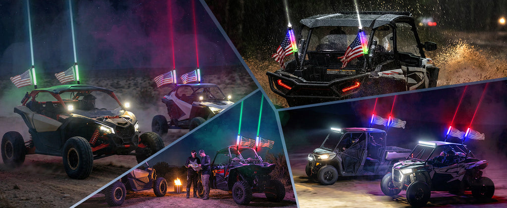 UTV/ATV Universal 2-in-1 2PCS 2FT RGB Whipless LED Whip Lights — manufacturer image 5