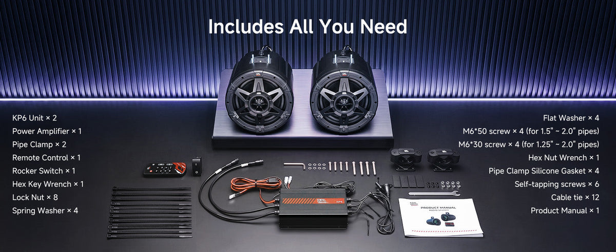 KP6 6.5" Universal Tower Speakers for UTV, ATV & Marine — manufacturer image 13