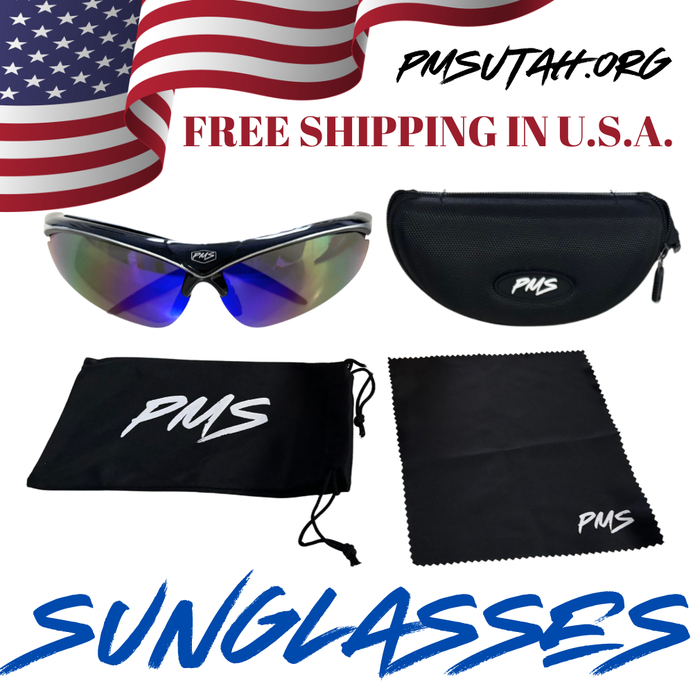 PMS Falcon Black/Blue Mirror Sport Sunglasses for Riding and Cycling