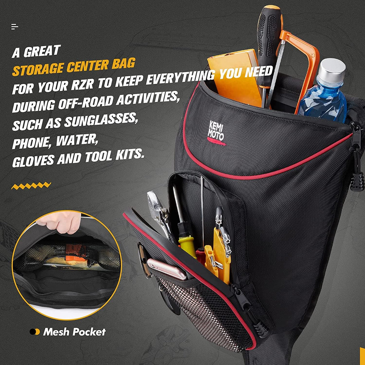 Door Bags & Center Storage Bag For Polaris RZR