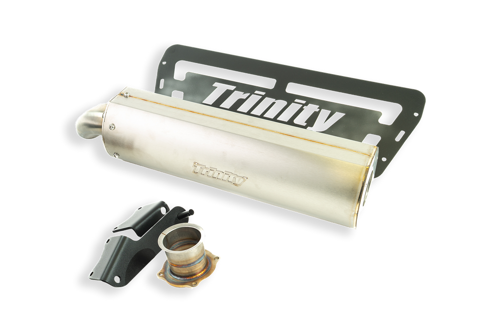 Trinity Racing catalytic slip-on exhaust studio view